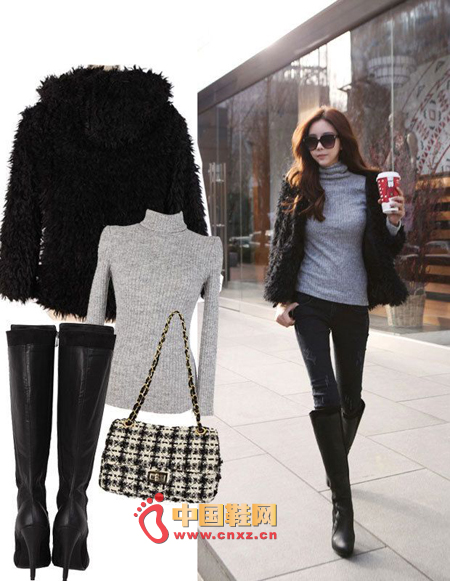 Intellectually elegant style - fur coat black fur coat to wear slightly temperament