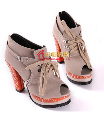 Thick-bottomed platform fish mouth high-heeled shoes