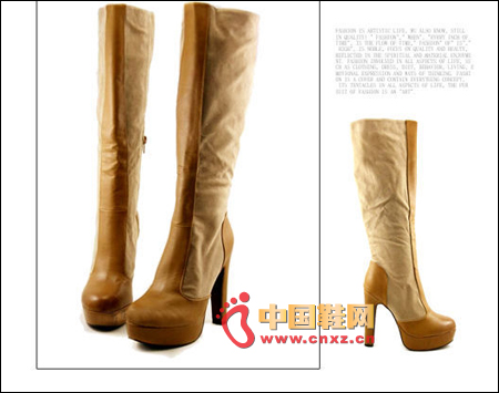 Camel gradient stitching high-heeled boots high boots