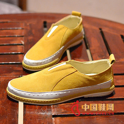 2012 new popular men's shoes, daily casual version of the fashion tide shoes, yellow white stitching with elastic design