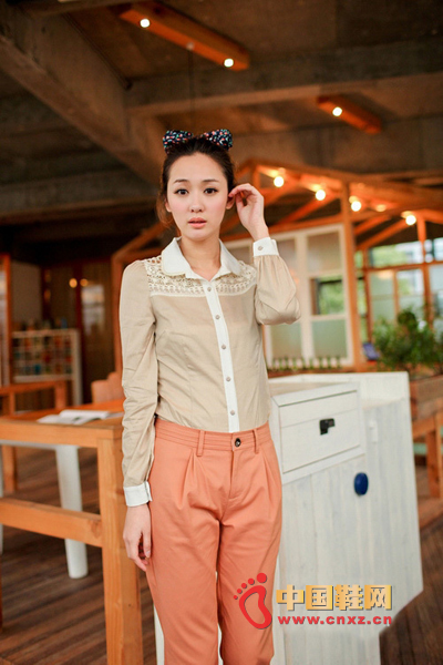 Soft casual trousers with a sleek, feminine shirt and modern Mori girl.