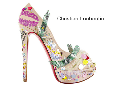 Christian Louboutin delicate embroidered decorative high heels