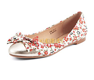 Garden bow color matching flat shoes