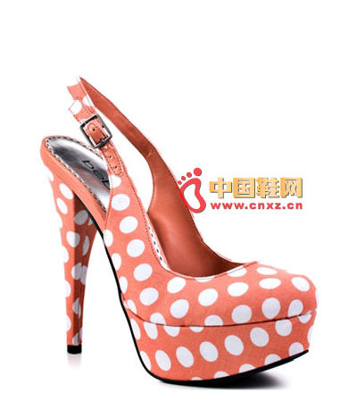 Orange wave high heels, cute wave dots, bright color decoration