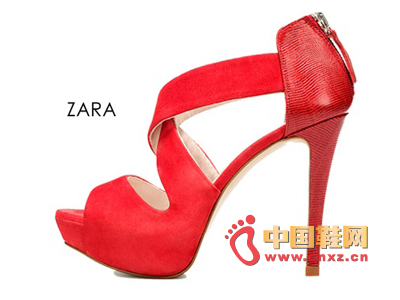 ZARA material stitching red high heels