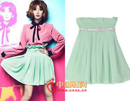 Fruit green high waist skirt