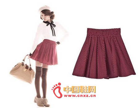 Wine red wave skirt