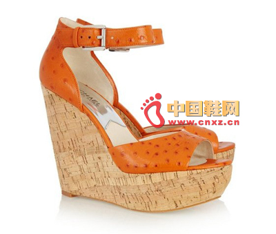 Orange wedge heel