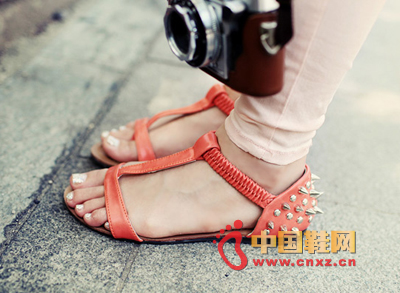 Apricot pink flat sandals, especially light, beautiful color T sandals