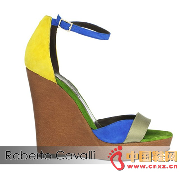 Roberto Cavalli Colorblock Wedge Sandals