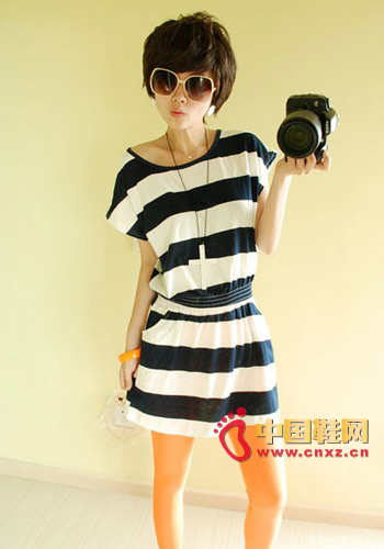 Black and white striped dress