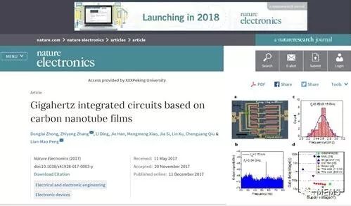 Peking University realizes the development of carbon nanotube electronics by implementing gigahertz carbon nanotube integrated circuits