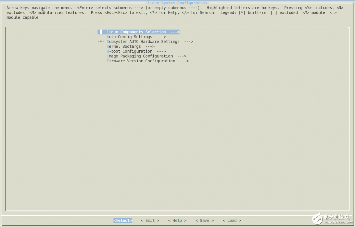 Figure 1 Petalinux menuconfig view opened by the petalinux-config command