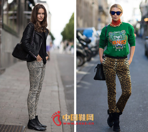 Want to be free and easy street image, animal pattern trousers is also a good choice