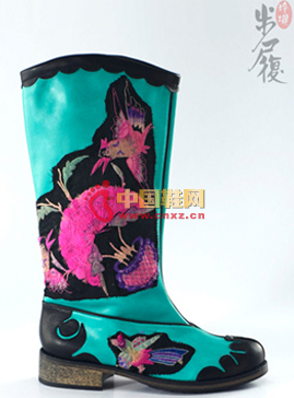 Exquisite Water Lake Blue Ethnic High Boots