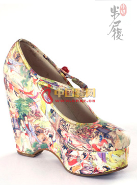 Exquisite Red Flower Dream Printed Leather Shoes