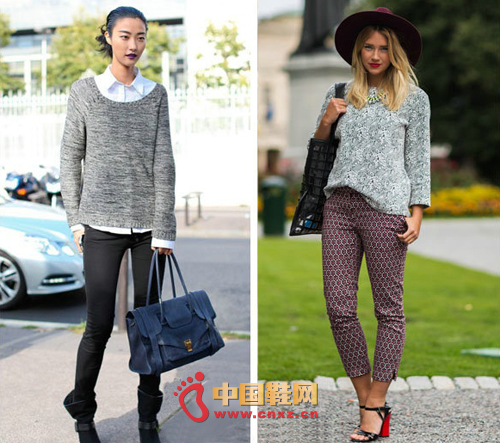 Smoke grey sweater is a classic style, autumn is easy to match