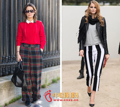 Geometric patterns of trousers are also very popular in this autumn and winter