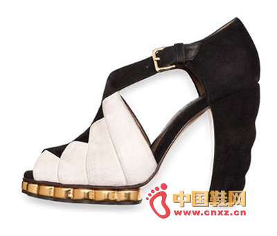 Marni black and white mixed color fish mouth high heels