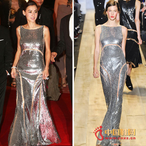 Cecilia Cheung appeared in a skirt wearing a Michael Kors 2012 fall/winter collection