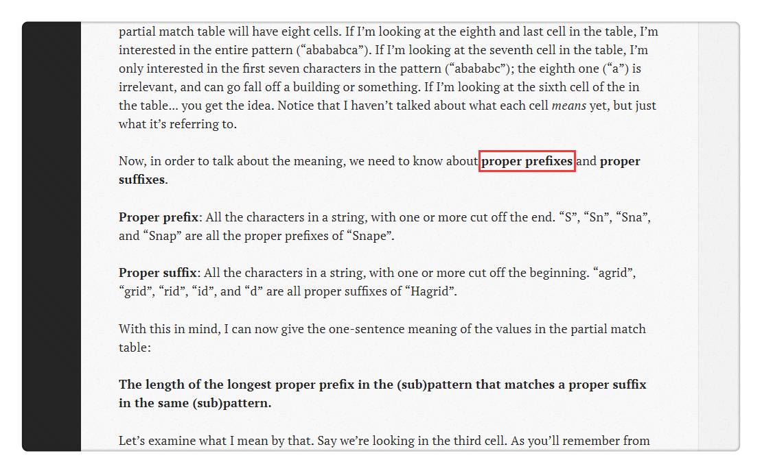 Analysis of the difference between prefix and true prefix