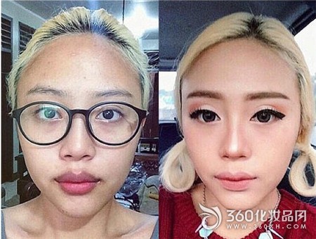 Korean bloggers in the sun, half-face makeup, beauty bloggers, makeup technology, 3