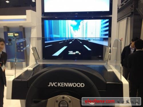 At the JVC Kenwood booth, the company showed a very realistic virtual driving system