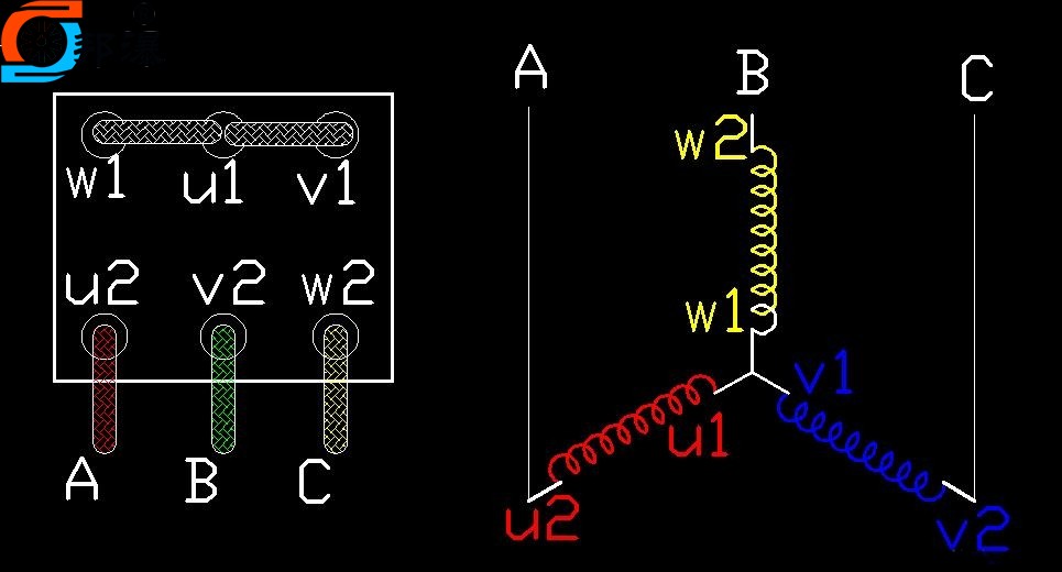 Three-phase asynchronous motor star wiring schematic