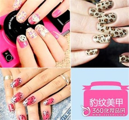 Manicure nails fine lines black beauty manicure leopard pattern