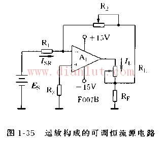 Adjustable constant current source circuit composed of operational amplifier