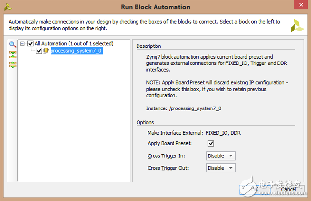 Figure - ZYNQ Block Automation Dialog