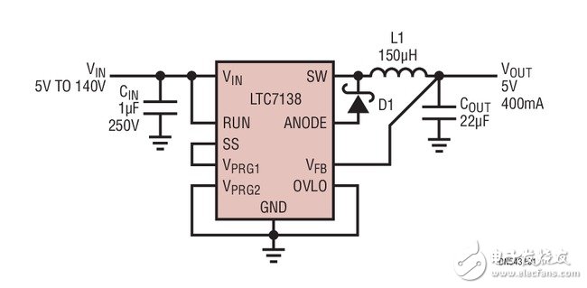 Figure 1. High Efficiency 5V, 400mA Buck Regulator