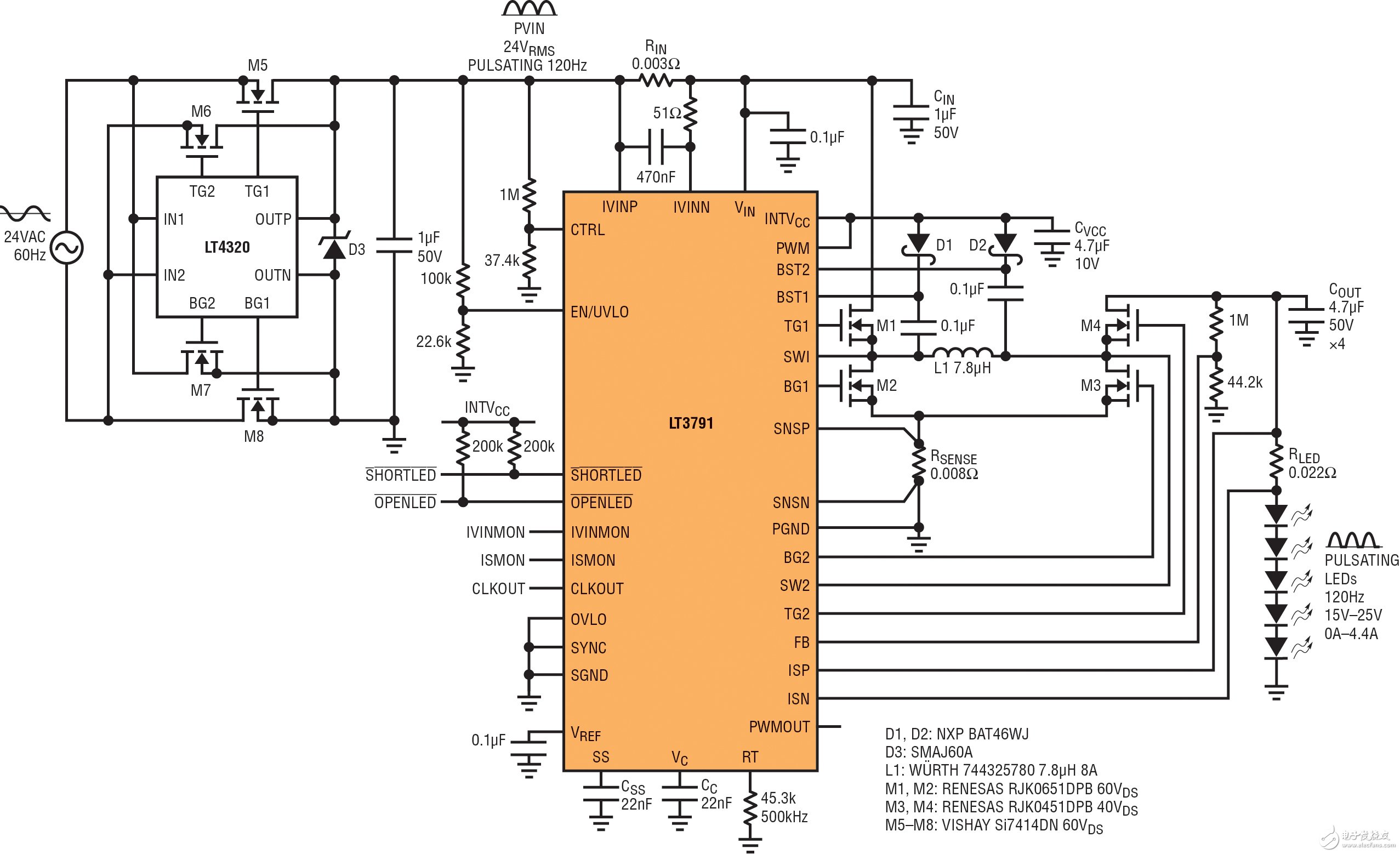 Figure 1: 24VAC to 60W LED Driver (Equivalent to 600W Halogen Lamp) with High Power Factor and High Efficiency