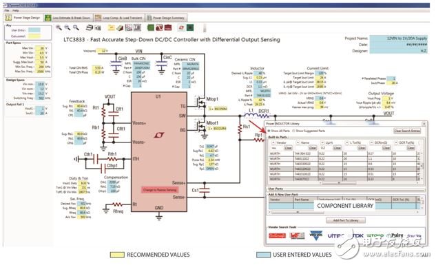 Figure 3: Design Step 2: Power Level Design Page, providing schematic and key parameter values