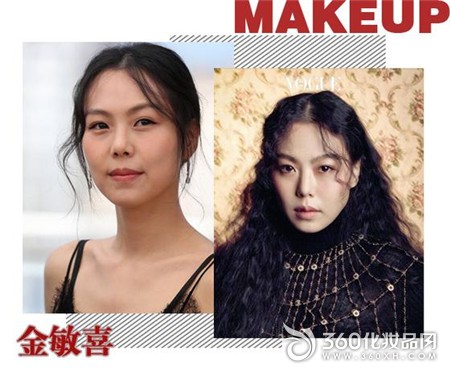 Jin Minxi, graphic makeup, wrap-around eye shadow, smudged soft eyeliner, Korean actress makeup