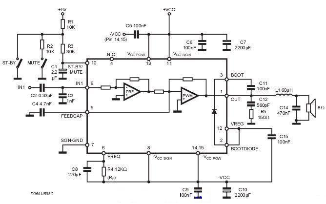 TDA7482 digital power amplifier circuit diagram