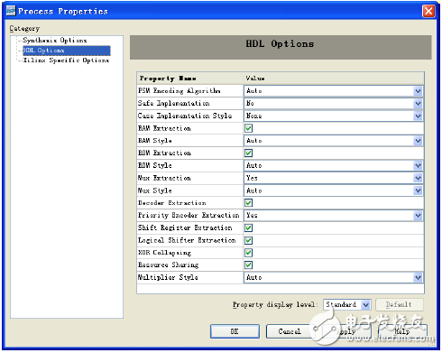 Configuration interface options for HDL language options