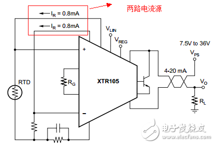 XTR105 application circuit diagram