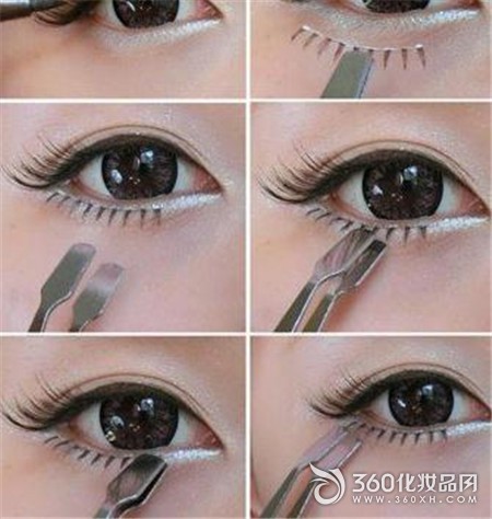 Bright eye makeup false eyelashes lower eyelashes eye shadow inner eyeliner glue eye socket