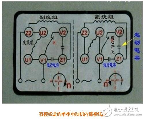 Two-phase motor forward and reverse connection _ single-phase capacitor motor connection _ three-line single-phase motor winding