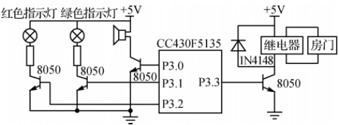 Buzzer indicator and relay drive door hardware circuit