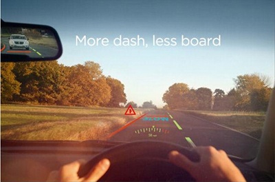 Car navigation: the laser hits the map on the windshield