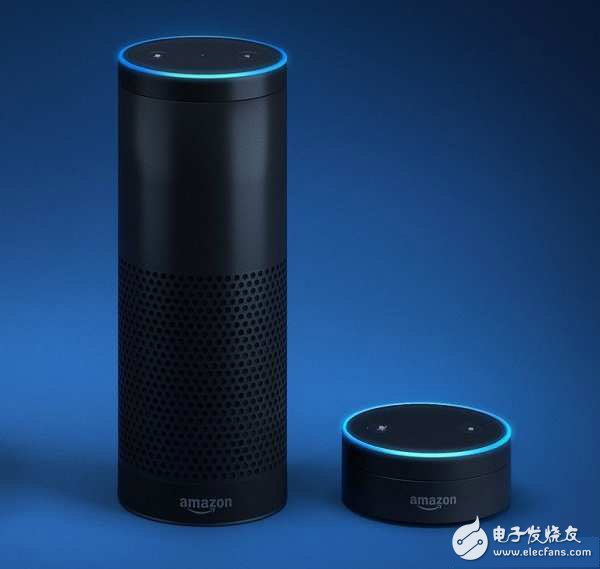 Amazon Echo (left) and its second generation product, Dot