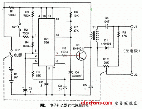 Needle-free electronic acupuncture circuit