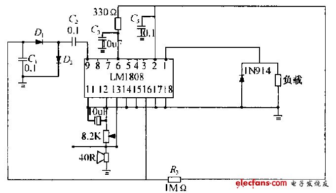 Ultrasonic receiving circuit composed of LM1808