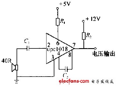 Ultrasonic receiver circuit composed of UPC1018C
