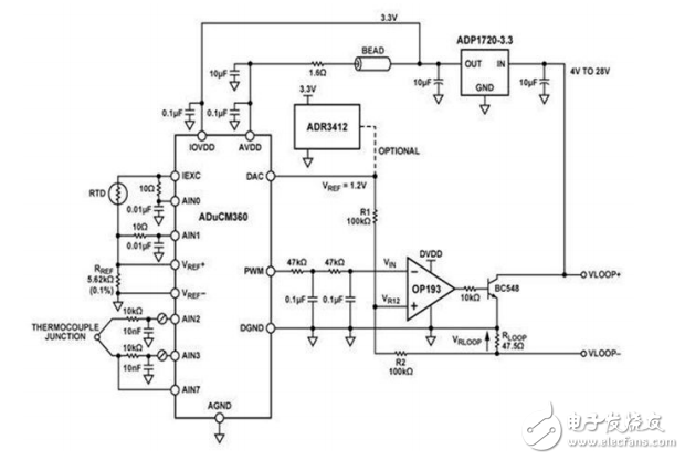 Design of loop-powered thermocouple temperature measurement circuit