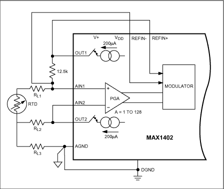 Figure 16. 3-wire RTD application.