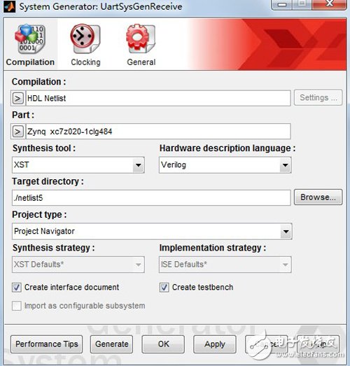 System Generator implements serial communication (no need to write a line of HDL code)