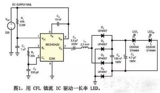 CFL ballast IC drive LED application circuit detailed